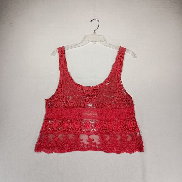 Kimchi Blue Lace Mesh Top Womens Sz M/L Cami Tank Open Back Sheer Boho Festival - Picture 1 of 13